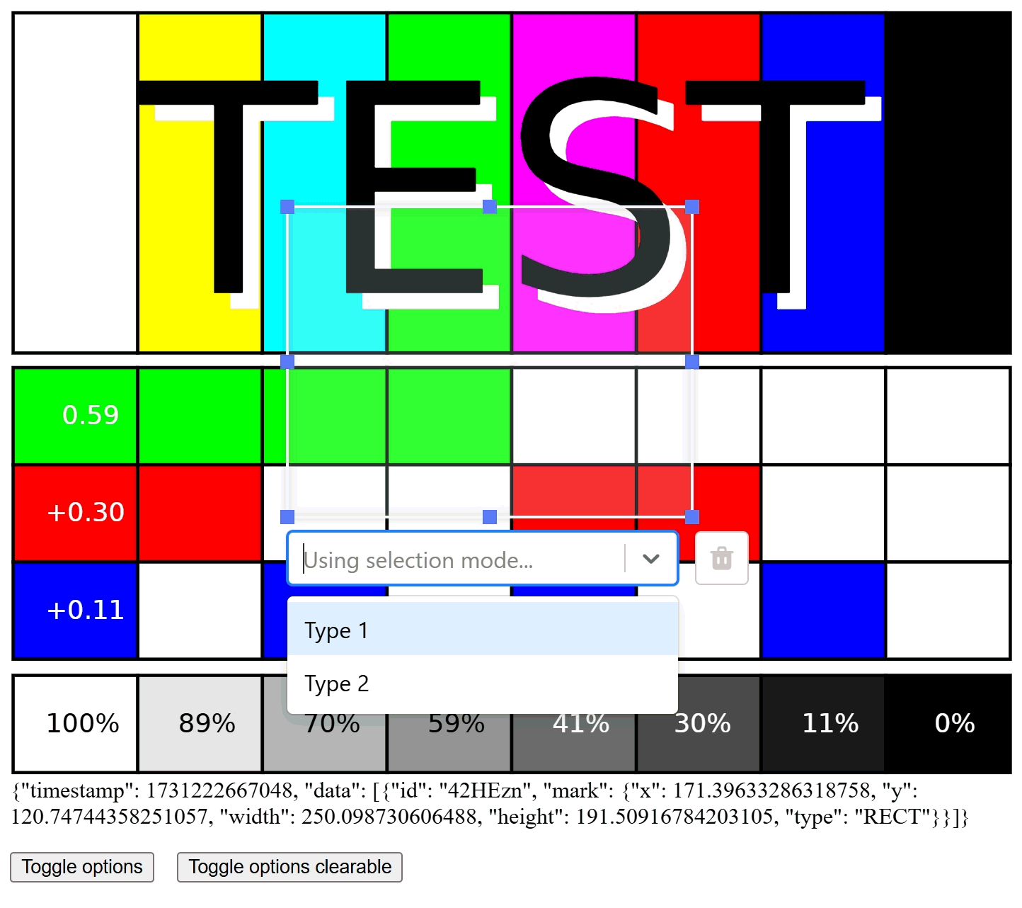 Example of using the dropdown menu